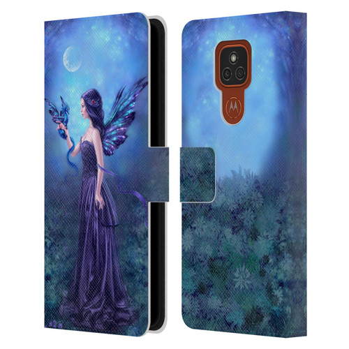 Rachel Anderson Fairies Iridescent Leather Book Wallet Case Cover For Motorola Moto E7 Plus