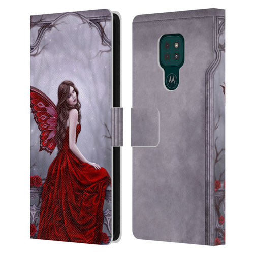 Rachel Anderson Fairies Winter Rose Leather Book Wallet Case Cover For Motorola Moto G9 Play