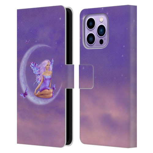 Rachel Anderson Pixies Lavender Moon Leather Book Wallet Case Cover For Apple iPhone 14 Pro Max