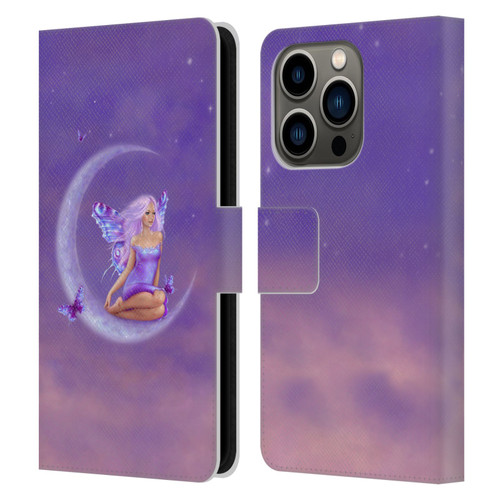 Rachel Anderson Pixies Lavender Moon Leather Book Wallet Case Cover For Apple iPhone 14 Pro