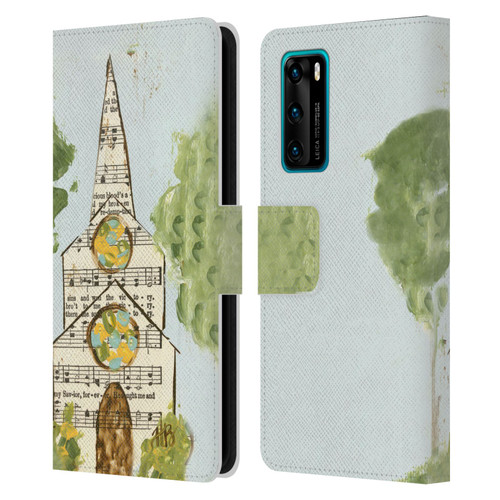 Haley Bush Church Painting Hymnal Page Leather Book Wallet Case Cover For Huawei P40 5G