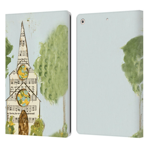 Haley Bush Church Painting Hymnal Page Leather Book Wallet Case Cover For Apple iPad 10.2 2019/2020/2021
