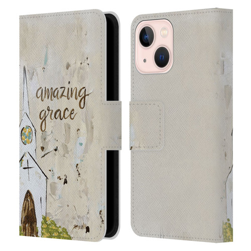 Haley Bush Church Painting Art Leather Book Wallet Case Cover For Apple iPhone 13 Mini