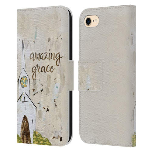 Haley Bush Church Painting Art Leather Book Wallet Case Cover For Apple iPhone 7 / 8 / SE 2020 & 2022