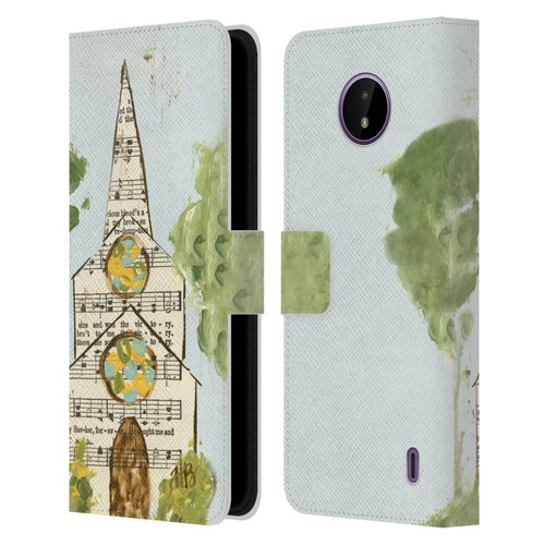 Haley Bush Church Painting Hymnal Page Leather Book Wallet Case Cover For Nokia C10 / C20