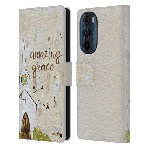 Haley Bush Church Painting Art Leather Book Wallet Case Cover For Motorola Edge 30