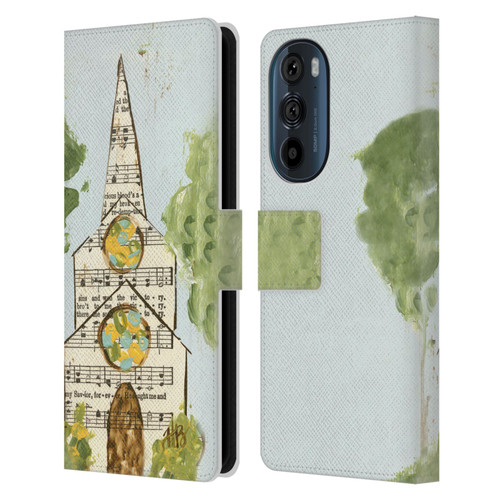 Haley Bush Church Painting Hymnal Page Leather Book Wallet Case Cover For Motorola Edge 30
