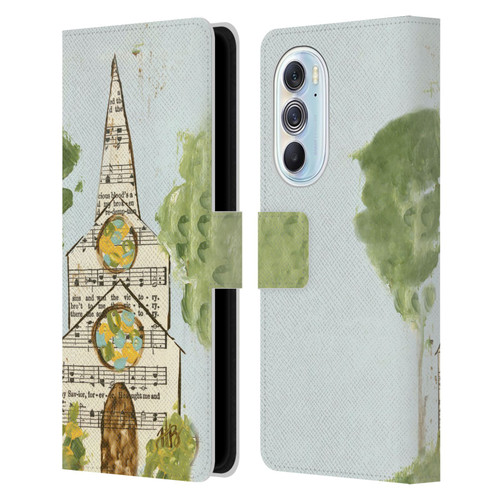 Haley Bush Church Painting Hymnal Page Leather Book Wallet Case Cover For Motorola Edge X30