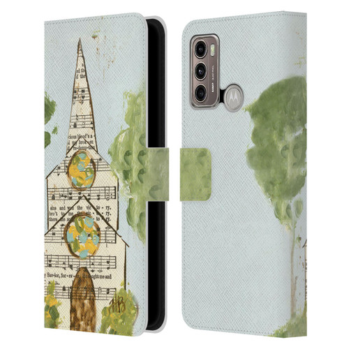 Haley Bush Church Painting Hymnal Page Leather Book Wallet Case Cover For Motorola Moto G60 / Moto G40 Fusion