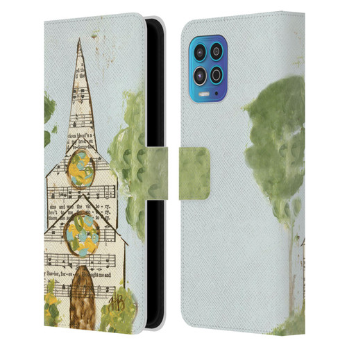 Haley Bush Church Painting Hymnal Page Leather Book Wallet Case Cover For Motorola Moto G100