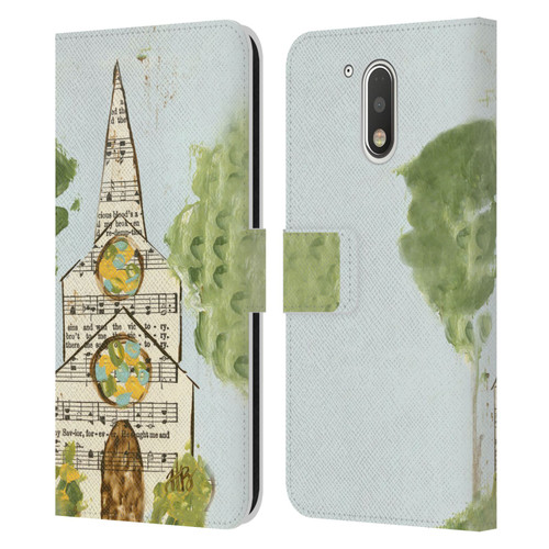 Haley Bush Church Painting Hymnal Page Leather Book Wallet Case Cover For Motorola Moto G41