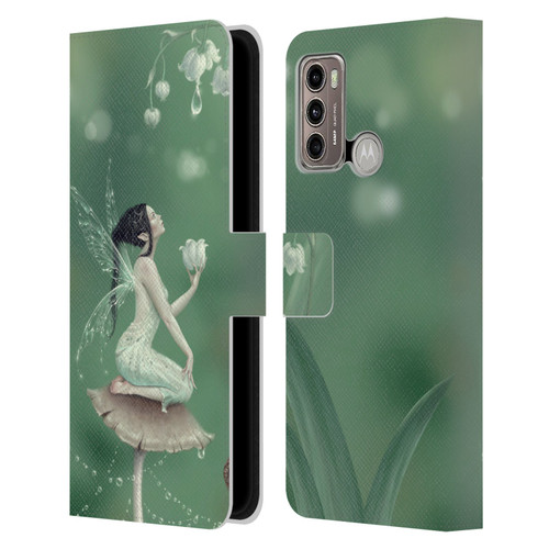 Rachel Anderson Pixies Lily Of The Valley Leather Book Wallet Case Cover For Motorola Moto G60 / Moto G40 Fusion