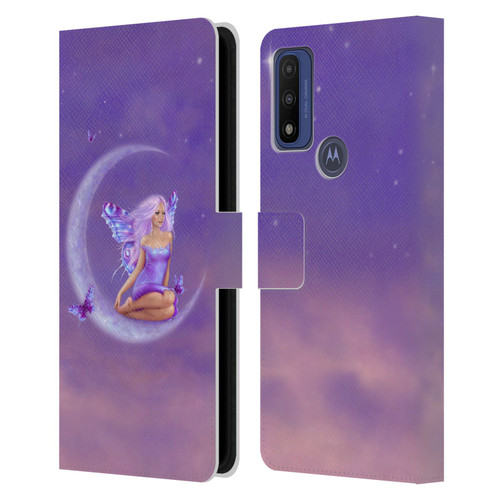 Rachel Anderson Pixies Lavender Moon Leather Book Wallet Case Cover For Motorola G Pure