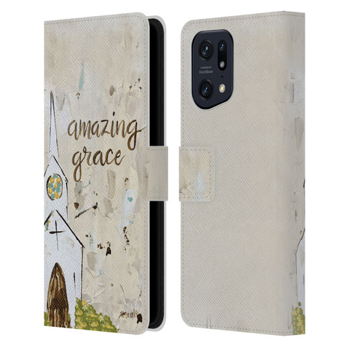 Haley Bush Church Painting Art Leather Book Wallet Case Cover For OPPO Find X5