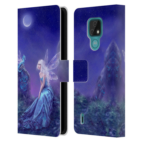 Rachel Anderson Pixies Luminescent Leather Book Wallet Case Cover For Motorola Moto E7