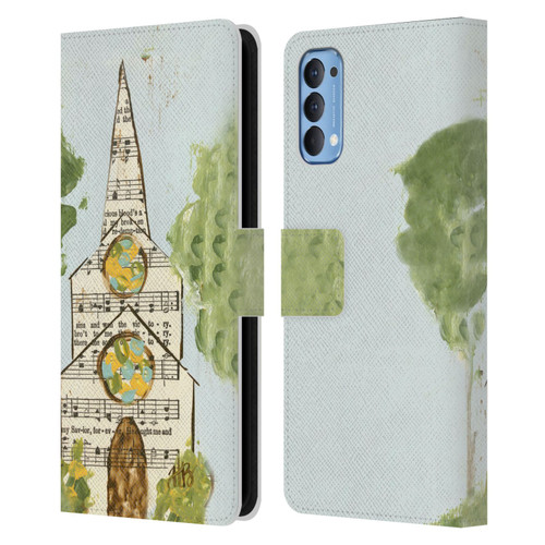 Haley Bush Church Painting Hymnal Page Leather Book Wallet Case Cover For OPPO Reno 4 5G