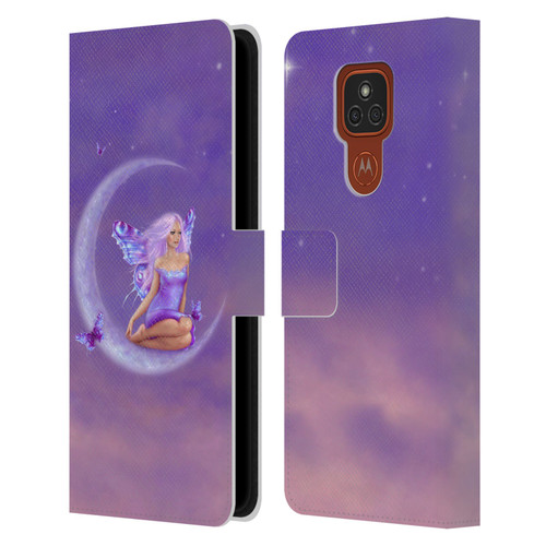 Rachel Anderson Pixies Lavender Moon Leather Book Wallet Case Cover For Motorola Moto E7 Plus