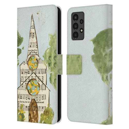 Haley Bush Church Painting Hymnal Page Leather Book Wallet Case Cover For Samsung Galaxy A13 (2022)
