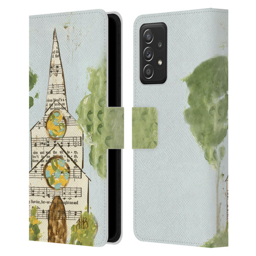 Haley Bush Church Painting Hymnal Page Leather Book Wallet Case Cover For Samsung Galaxy A53 5G (2022)
