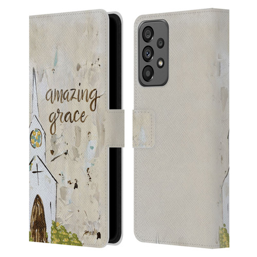 Haley Bush Church Painting Art Leather Book Wallet Case Cover For Samsung Galaxy A73 5G (2022)