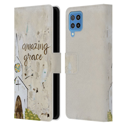 Haley Bush Church Painting Art Leather Book Wallet Case Cover For Samsung Galaxy F22 (2021)
