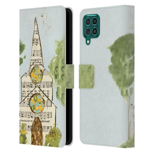 Haley Bush Church Painting Hymnal Page Leather Book Wallet Case Cover For Samsung Galaxy F62 (2021)