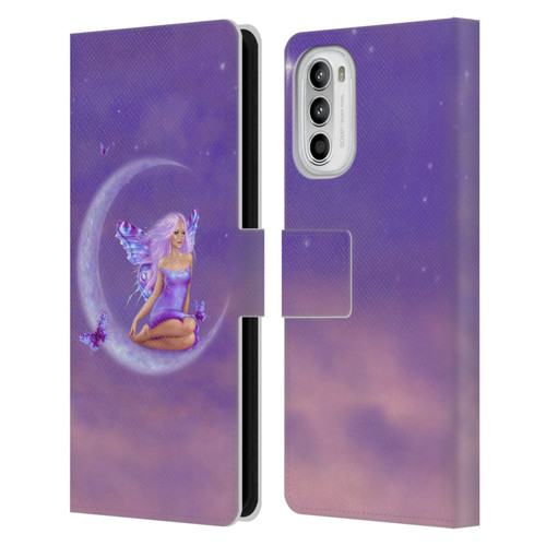 Rachel Anderson Pixies Lavender Moon Leather Book Wallet Case Cover For Motorola Moto G52