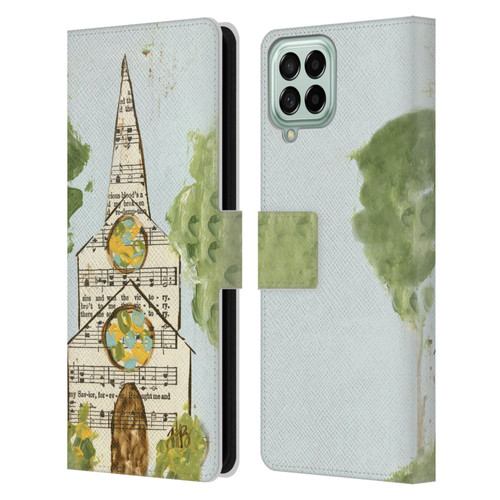 Haley Bush Church Painting Hymnal Page Leather Book Wallet Case Cover For Samsung Galaxy M53 (2022)