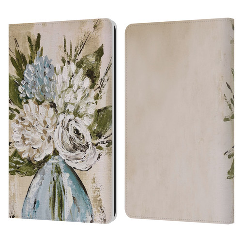 Haley Bush Floral Painting Blue And White Vase Leather Book Wallet Case Cover For Amazon Kindle Paperwhite 1 / 2 / 3