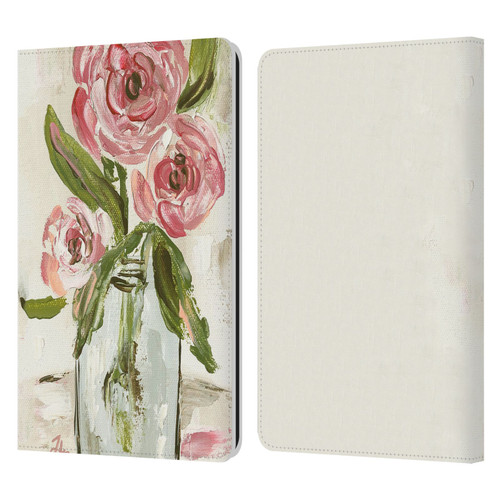 Haley Bush Floral Painting Pink Vase Leather Book Wallet Case Cover For Amazon Kindle Paperwhite 1 / 2 / 3