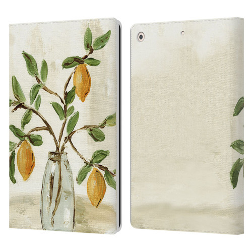 Haley Bush Floral Painting Lemon Branch Vase Leather Book Wallet Case Cover For Apple iPad 10.2 2019/2020/2021