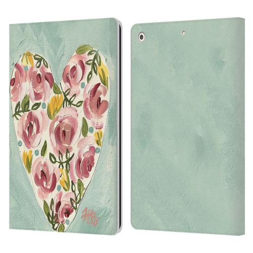 Haley Bush Floral Painting Valentine Heart Leather Book Wallet Case Cover For Apple iPad 10.2 2019/2020/2021