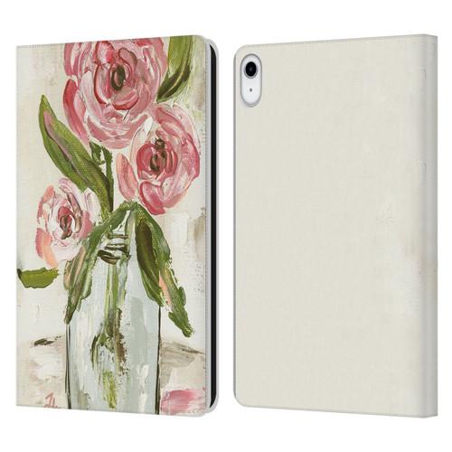 Haley Bush Floral Painting Pink Vase Leather Book Wallet Case Cover For Apple iPad 10.9 (2022)