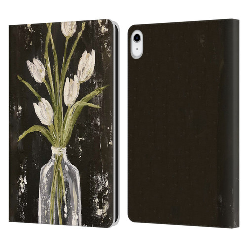 Haley Bush Floral Painting White Tulips In Glass Jar Leather Book Wallet Case Cover For Apple iPad 10.9 (2022)