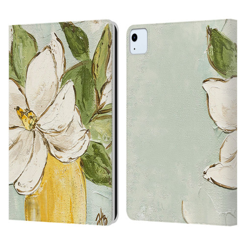 Haley Bush Floral Painting Magnolia Yellow Vase Leather Book Wallet Case Cover For Apple iPad Air 2020 / 2022