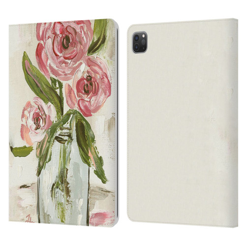 Haley Bush Floral Painting Pink Vase Leather Book Wallet Case Cover For Apple iPad Pro 11 2020 / 2021 / 2022