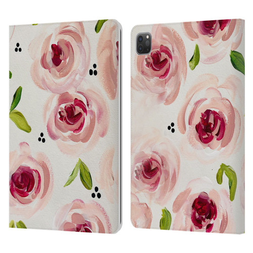 Haley Bush Floral Painting Pink Pattern Leather Book Wallet Case Cover For Apple iPad Pro 11 2020 / 2021 / 2022