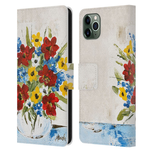 Haley Bush Floral Painting Patriotic Leather Book Wallet Case Cover For Apple iPhone 11 Pro Max