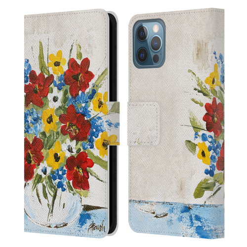 Haley Bush Floral Painting Patriotic Leather Book Wallet Case Cover For Apple iPhone 12 / iPhone 12 Pro