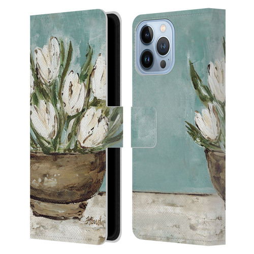 Haley Bush Floral Painting Tulip Bowl Leather Book Wallet Case Cover For Apple iPhone 13 Pro Max