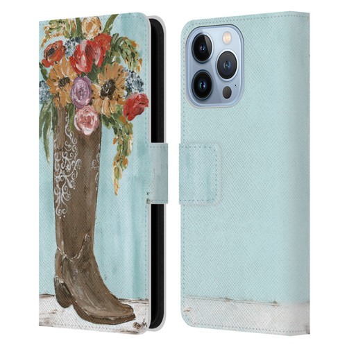 Haley Bush Floral Painting Boot Leather Book Wallet Case Cover For Apple iPhone 13 Pro
