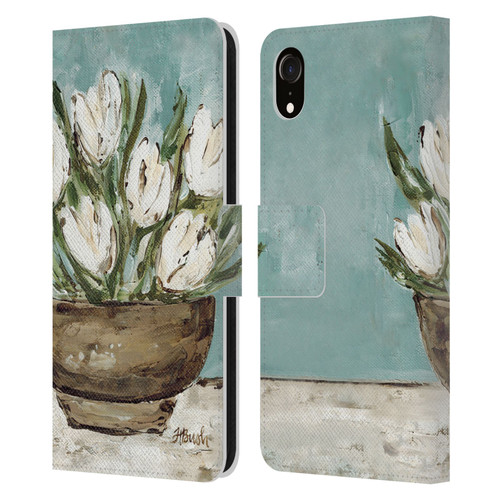 Haley Bush Floral Painting Tulip Bowl Leather Book Wallet Case Cover For Apple iPhone XR