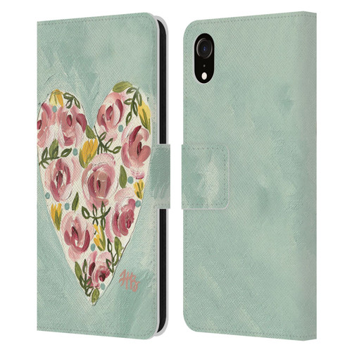 Haley Bush Floral Painting Valentine Heart Leather Book Wallet Case Cover For Apple iPhone XR