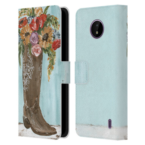 Haley Bush Floral Painting Boot Leather Book Wallet Case Cover For Nokia C10 / C20