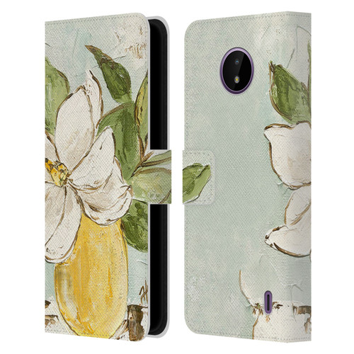 Haley Bush Floral Painting Magnolia Yellow Vase Leather Book Wallet Case Cover For Nokia C10 / C20