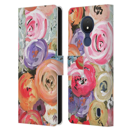 Haley Bush Floral Painting Colorful Leather Book Wallet Case Cover For Nokia C21