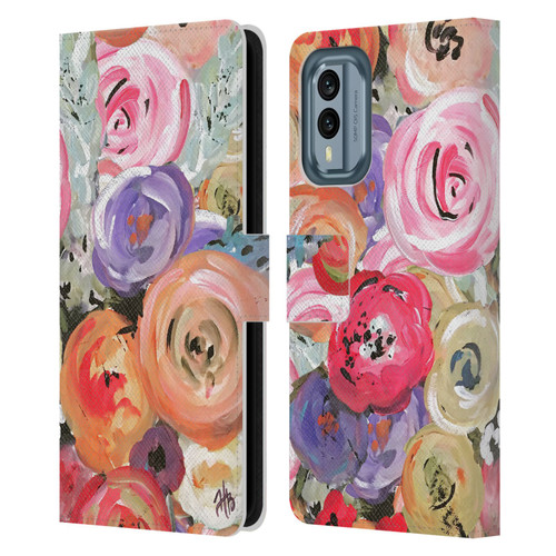 Haley Bush Floral Painting Colorful Leather Book Wallet Case Cover For Nokia X30