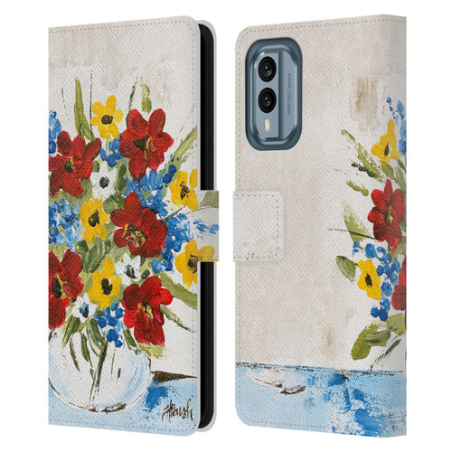 Haley Bush Floral Painting Patriotic Leather Book Wallet Case Cover For Nokia X30