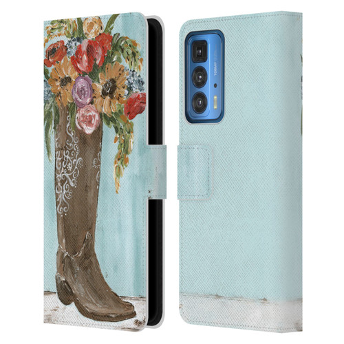 Haley Bush Floral Painting Boot Leather Book Wallet Case Cover For Motorola Edge 20 Pro