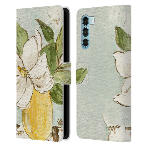 Haley Bush Floral Painting Magnolia Yellow Vase Leather Book Wallet Case Cover For Motorola Edge S30 / Moto G200 5G